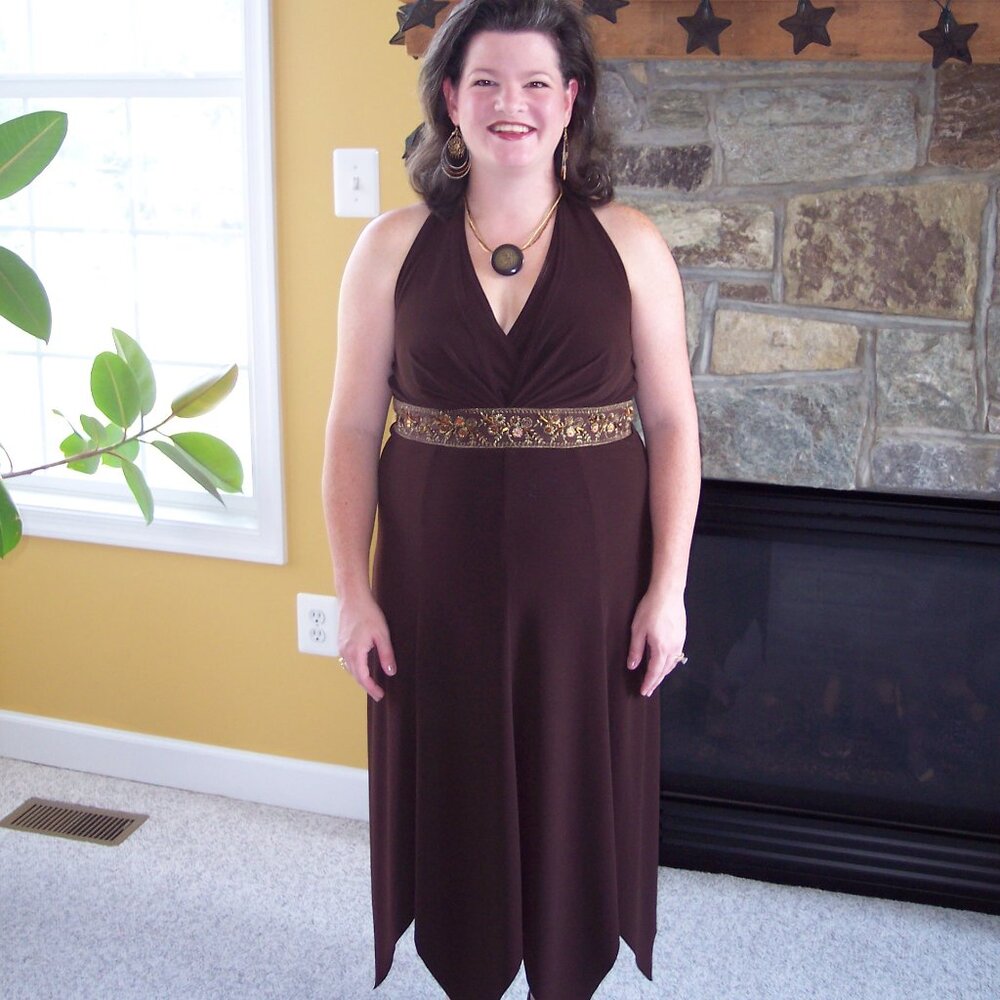 Brown sleeveless dress with sequins size 12